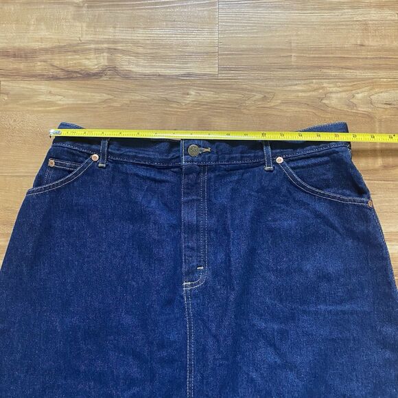 VTG LEE Jean Skirt 90s Women Size 18 Denim Midi Modest USA Pockets Retro Prairie - Picture 8 of 16